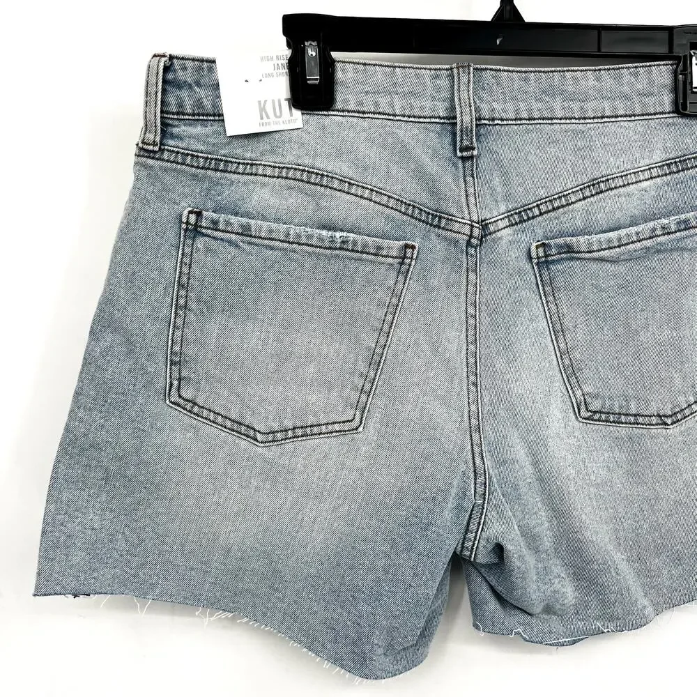 KUT FROM THE KLOTH Womens Jane High Rise Long Shorts Size 10 Blue Vintage NWT